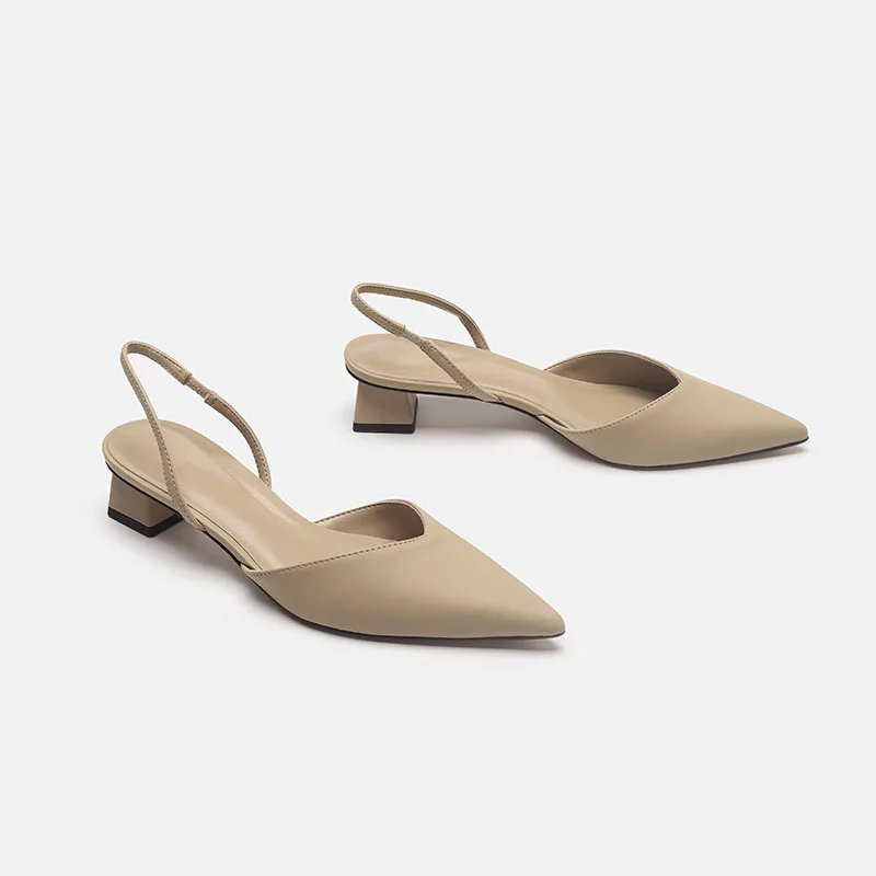 Spring Summer Shoes For Women Soild Middle Heel Casual Pointed Toe Square Heel Sandals With Thin Straps Zapatos Para Mujer