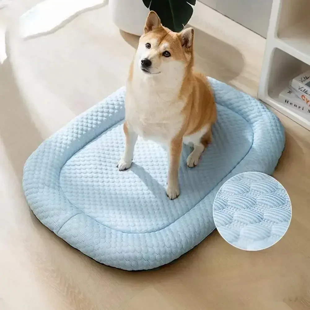 Ice Silk Cooling Dog Bed, Summer Pet Cushion Sleep Nest, Breathable Cool Mat Portable Pet Kennel For Small Medium Large Dog Cat_voghion.com
