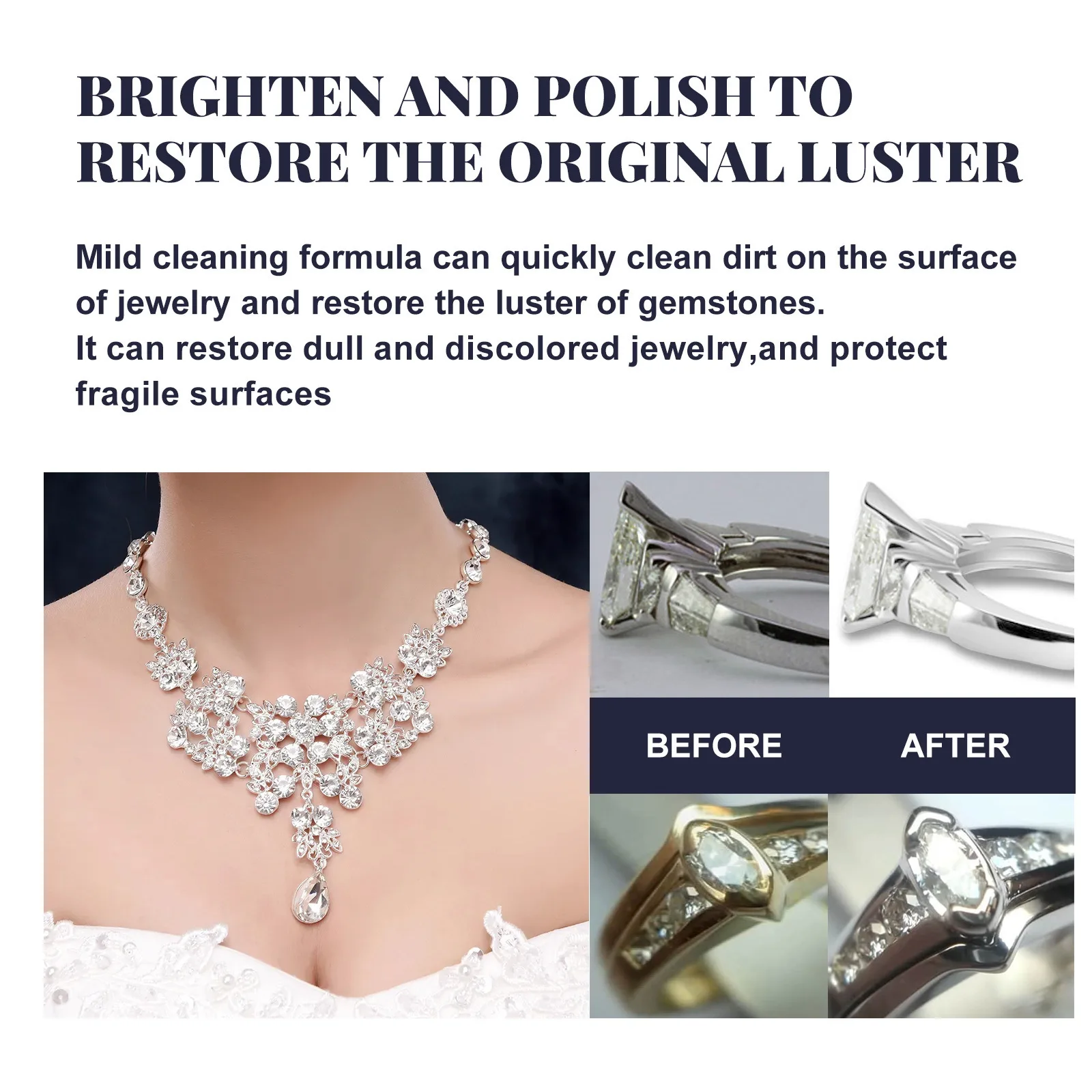 Fine Jewelry Cleaner Liquid Earrings Diamond Jewelry Cleaner for Gold Silver Rings & Precious Stones jewelry cleaning solution
