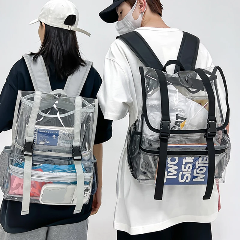 

Backpack Waterproof Transparent School Bag Girl Large Capacity Backpack Solid Clear Backpack Men Fashion Transparent Plastic Bag