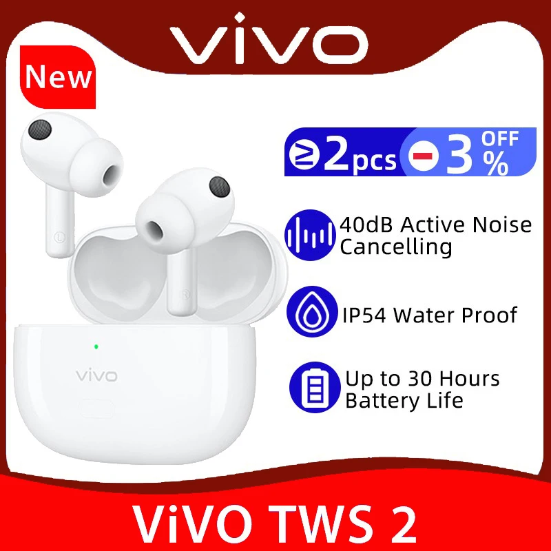 Беспроводные наушники Vivo TWS 2 с поддержкой Bluetooth 5,2, 3 микрофона Беспроводные наушники Vivo TWS 2 с поддержкой Bluetooth 5,2, 3 микрофона