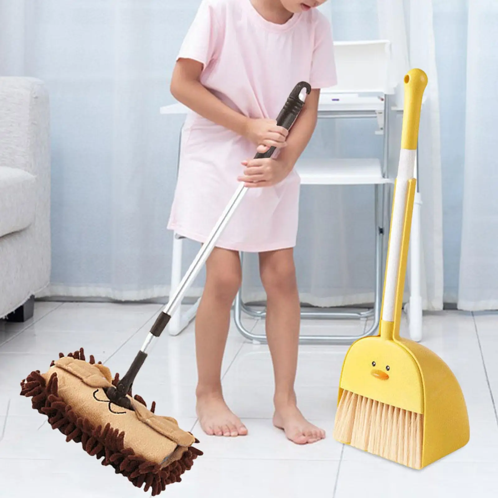 Kids Cleaning Set Pretend Play Mini Broom with Dustpan Mop for Kids Little Housekeeping Helper Set for Preschool Kindergarten