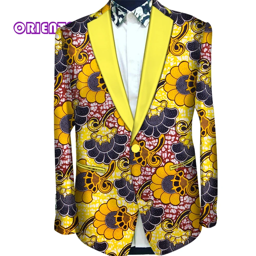 Fashion African Style Blazer for Men Casual Autumn Spring Slim Fit Suit Jacket Male Long Sleeve African Print Coat Tops WYN130