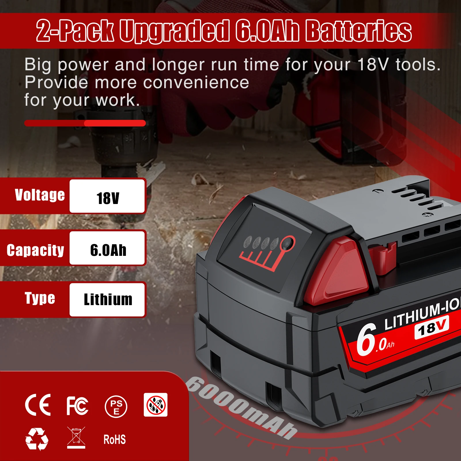 For Milwaukee 18V Battery For M18 M18B5 XC Lithium ION Battery 9.0/6.0Ah 48-11-1815 48-11-1850 2604-22 2604-20 2708-22 2607-22