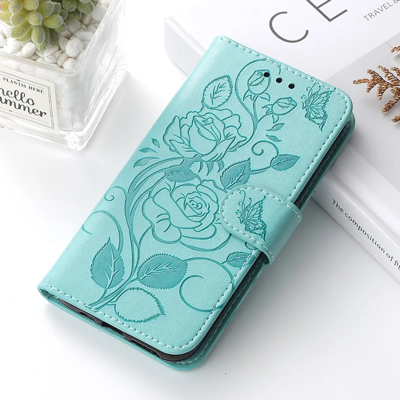 3D Flower Leather Wallet Book Cover with Card Slot