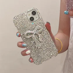 Glamorous Full Diamond Bow Sparkling Protective Phone Case - iPhone 14 Plus (Silver)