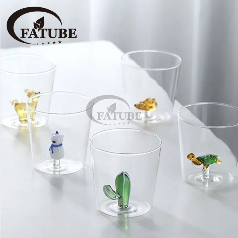 Glass Cup 3D Cartoon Animal Shape Home Water Coffee Glass Single Layer glass cup