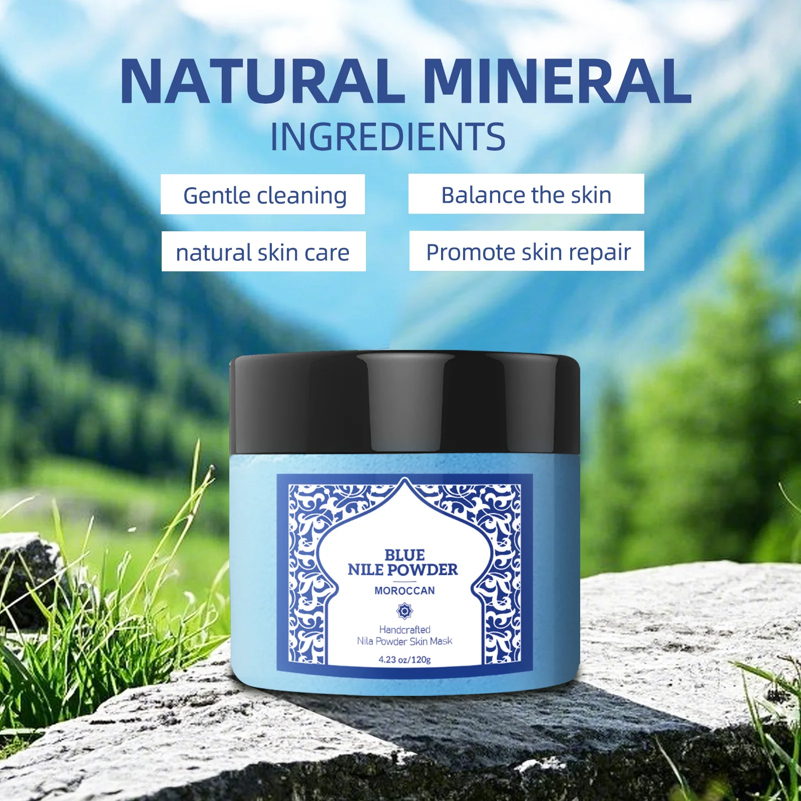 Pó de Lathering Marroquino 120g - Máscara de casca mineral para rosto/corpo. Limpeza e nutrição profunda de 15 minutos com fórmula de folha de perilla. 2