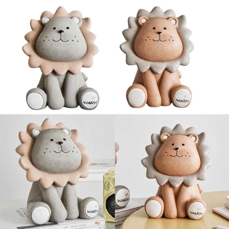 Cartoon Lion Piggy Banks Animal Desktop Statue Ornament Lovely Coin Saving Money Box Decoration Children Birthday Gift new 2