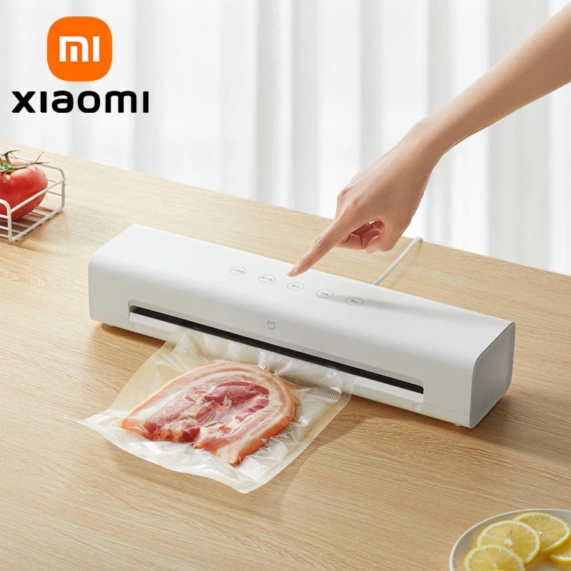 Xiaomi Mijia 220v Máquina Seladora a Vácuo com Livre 10 Pcs Bolsas de Vácuo para Cozinha Máquina de Embalagem Aferidor a Vácuo de Alimentos Domésticos