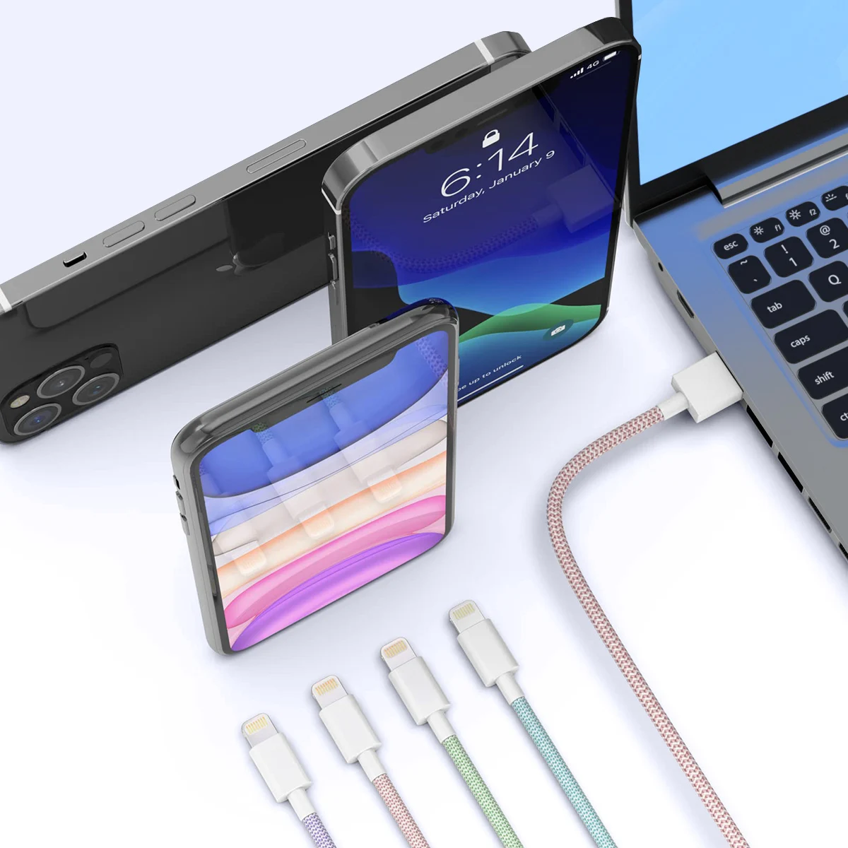 USB Cable For iPhone 14 13 12 11 Pro Max Xs 8 Plus iPad Macbook Wire 3A Fast Charging USB A Data Cord for iPhone Wire