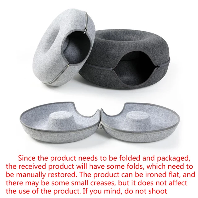 Interactive Round Cat Tunnel Donut Nest Felt Kittens Bed House Scratcher Sleeping Cushion Pet Toy for Cats 5