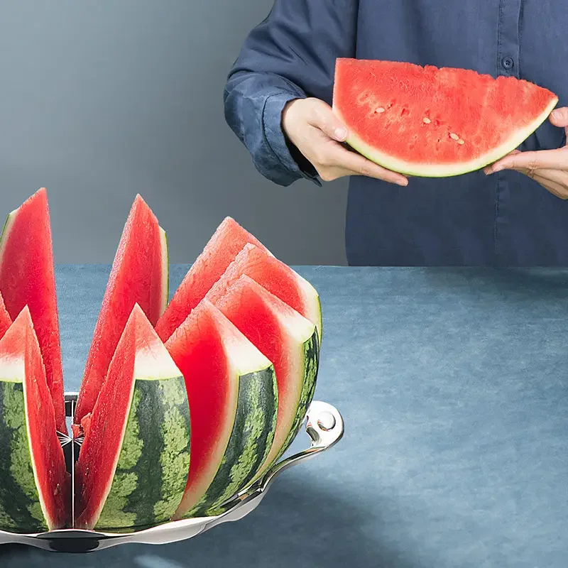 304 Stainless Steel Watermelon Slicer Cutter Jumbo Size Sliced Watermelon Cantaloupe Slicer Fruit Divider Kitchen Gadgets Items