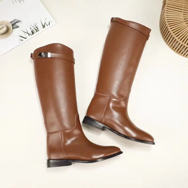 New Sleeve Thick Heel Low Heel Martin Boots Round Head High Barrel Foreign Trade Large Size Shoes Fast Selling Boots