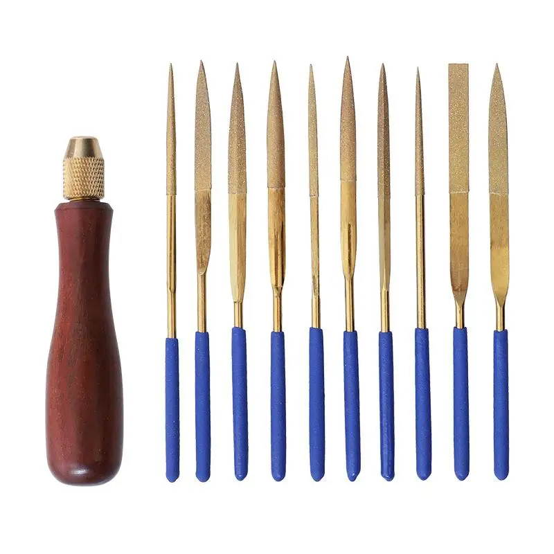 1Set Wood File Handle Wooden Handles With Brass Collet Chuck For Small ...