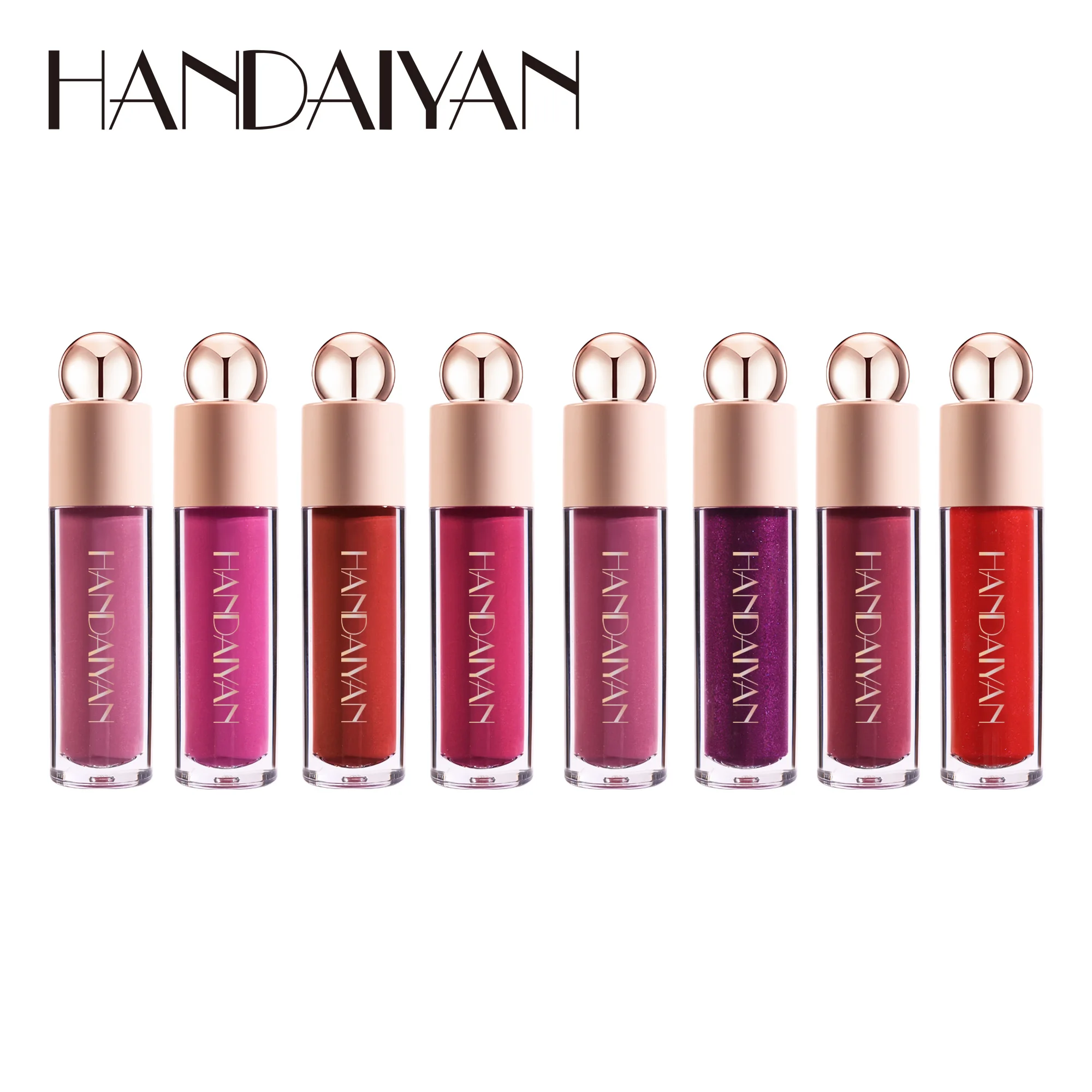 HANDAIYAN 8 Shades of Glitter Lip Gloss Metallic Natural Non-stick Cup Long-Lasting Waterproof Liquid Lipstick Party Cosmetics 5