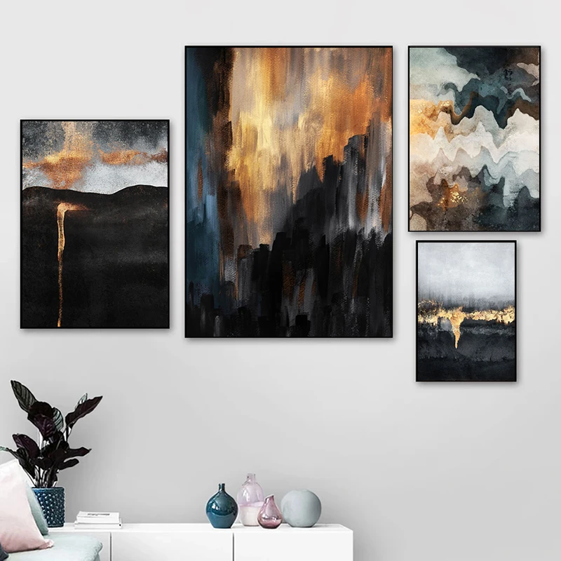 

Nordic Abstract Wall Art Posters and Prints Porch Oil Painting on Canvas Sea Sky Picture Decorative Mural for Living Room