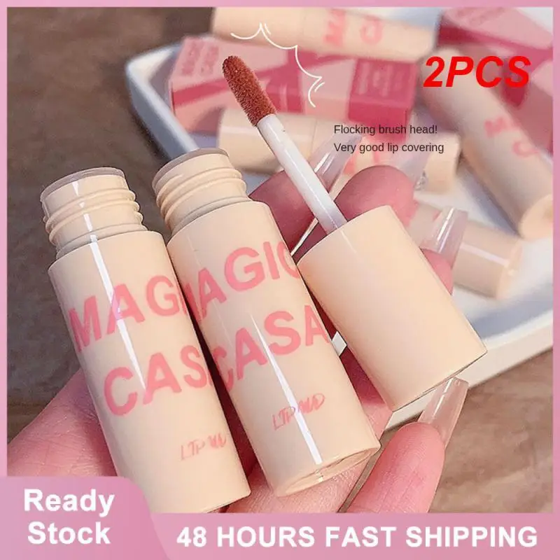 

2PCS Matte Lipstick Water Mist Lip Makeup 6 Colors Makeup Lipstick Long Lasting Lip Gloss Beauty Non Drying Matte Cosmetics