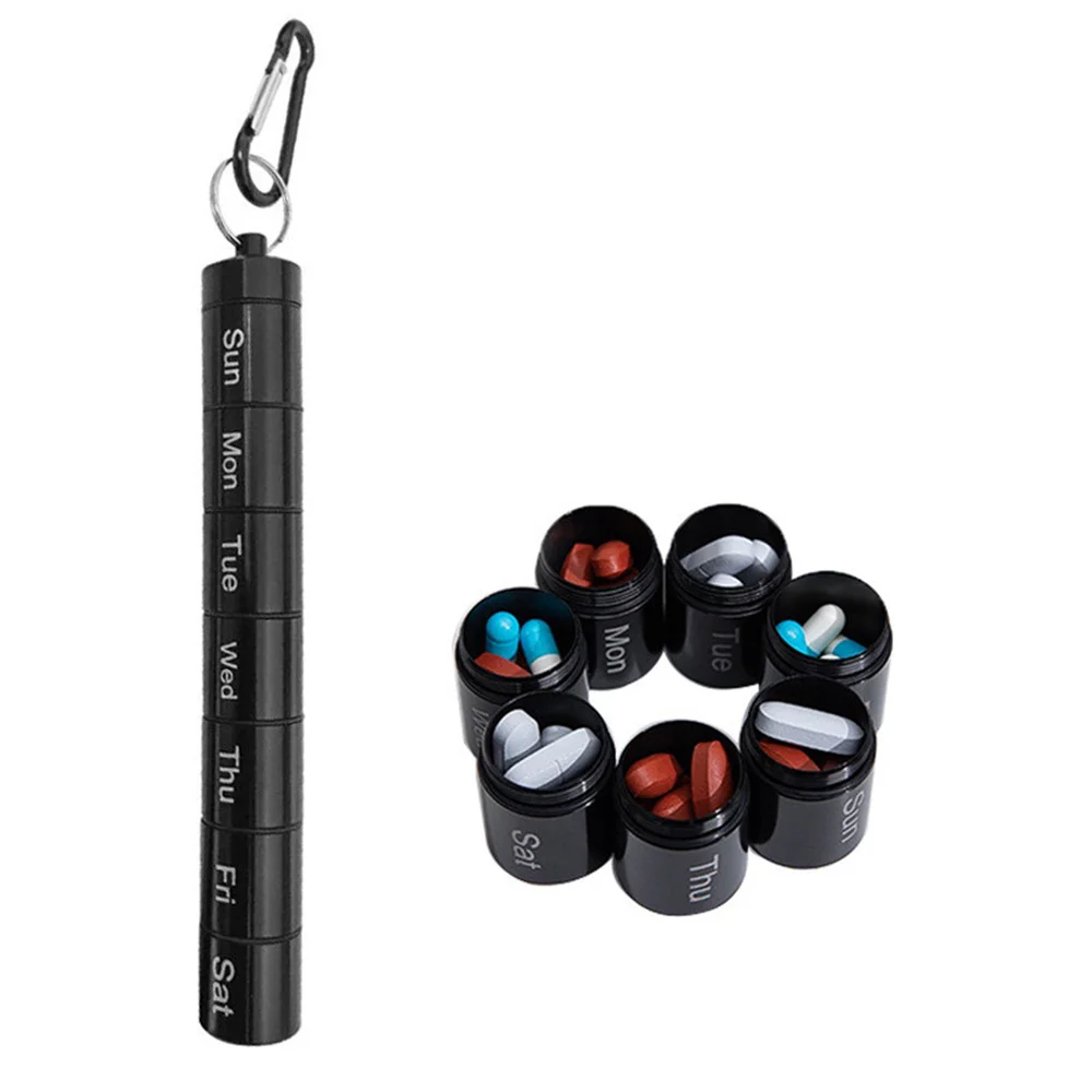 7 Days Pill Organizer Travel Medicine Organizer Sealed Waterproof Pill Case Portable Pill Box Organizer Aluminum Alloy Pill Box 4
