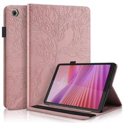 Embossed Tree Wallet Stand Tablet Cover - Universal Fit for Tab K9 8.7 TB305FU (Rose gold)