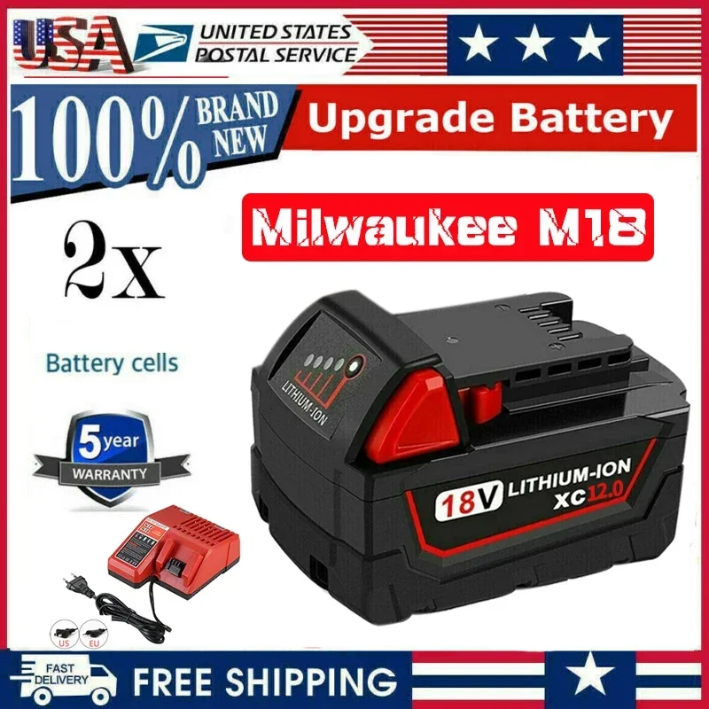 

Литий-ионный аккумулятор 48-11-1860 для Milwaukee M18B6 M18 18V XC 9Ah 6Ah