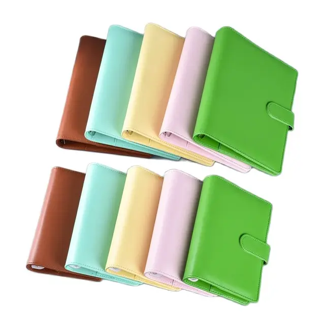 Macaroon Color A6/A5 PU Leather DIY Binder Notebook Cover Diary Agenda 2