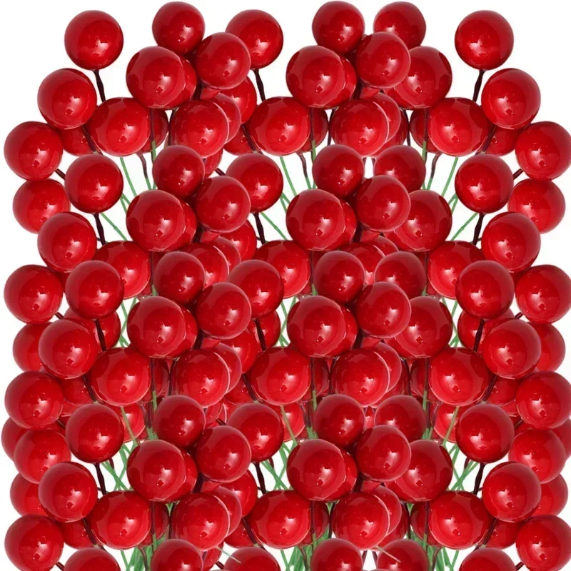 thumbnail image 1 of 400/50pcs Mini Artificial Berries Red Fake Berry Cherry Stamen for Xmas DIY Floral Wreath Ornament New Year Party Home Decor, 1 of 5