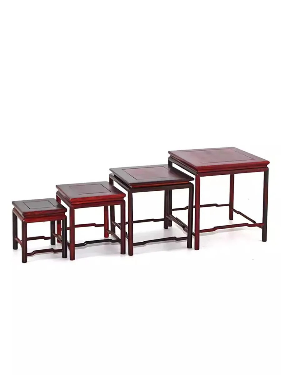 Sour Branch Wooden Ming Style Small Flower Rack, strange Stone Flower Bonsai, Succulent Plant Rack, Square Solid Wood Base