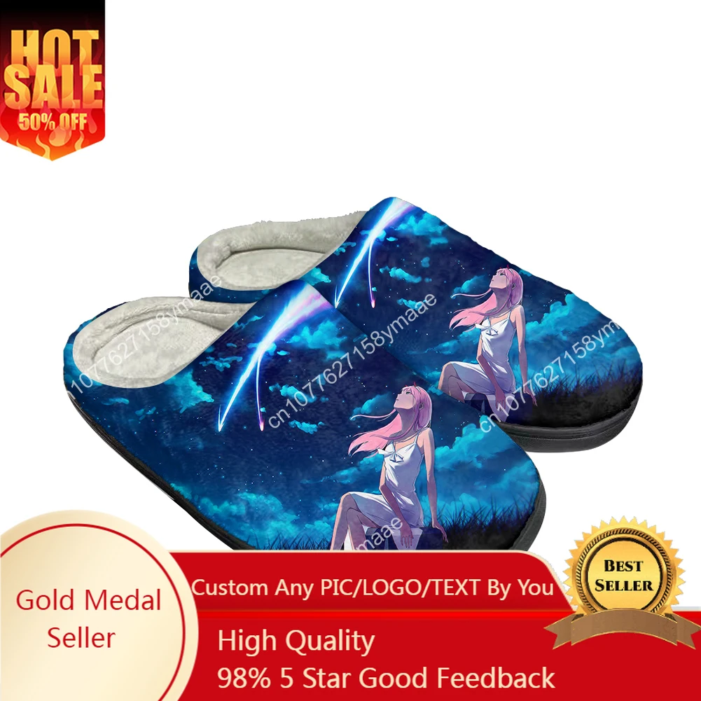 Hot Cartoon Zero Two Fashion Cotton Custom Slippers Mens Womens Sandals Plush Casual Keep Warm Shoes Thermal Comfortable Slipper