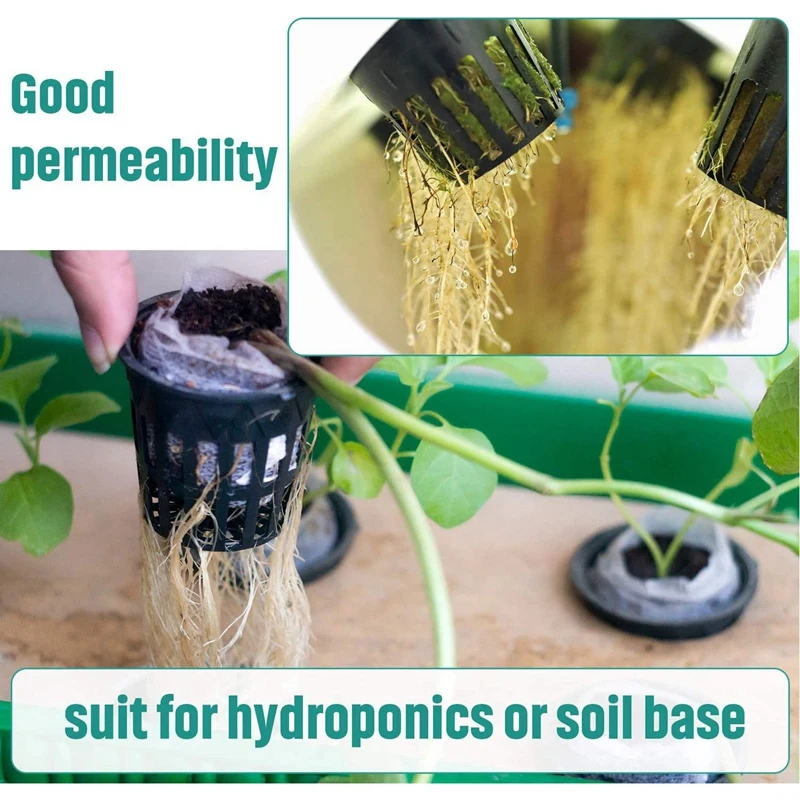 500 Pack 1.77 Inch Net Cups Slotted Mesh Wide Lip Filter Plant Net Pot Bucket Basket For Hydroponics Aquaponics Orchids