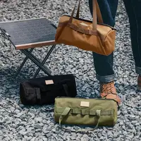 Camping Tent Stakes Bag Large Capacity Canvas Bag Wear-resistant Tool Bag For Large Capacity Cylindrical 11.8 In Peg Bag 1