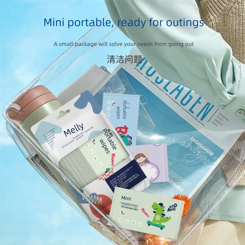 100개의 휴대용 물티슈, 야외 캠핑용, 여행 및 일상용 부직포 화장지, 편리한 단일 포장