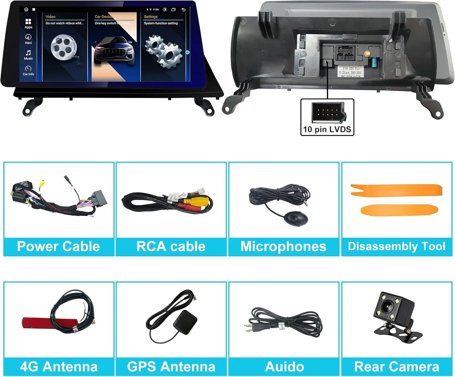 Android 13 Car Radio For BMW X5 X6 E70 E71 2007-2010 CCC System,10.36'' Blu-Ray