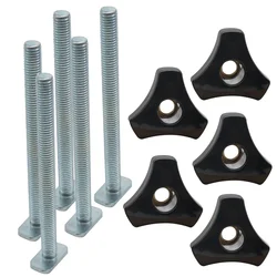 Precision Woodworking T Track System with Double-Cut Profile and Adjustable Knob (5pcs Nut and T Screw)