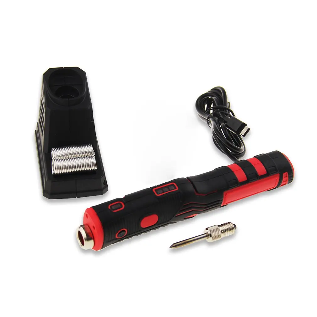 

3.7V Cordless Wireless Soldering Iron USB Rechargeable With Bright LED Light/Soldering Tip/Stand/Soldering Wires DIY Tool