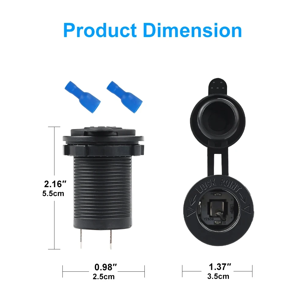 4 Colors Cigarette Lighter Socket 12V-24V Waterproof Plug Power Outlet Adapter Car Accessories for Marine Boat Motorcycle Truck 6