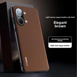 Luxury Silicone Leather Shockproof Phone Case with Camera Protection for Poco X8 ProMax (Brown)