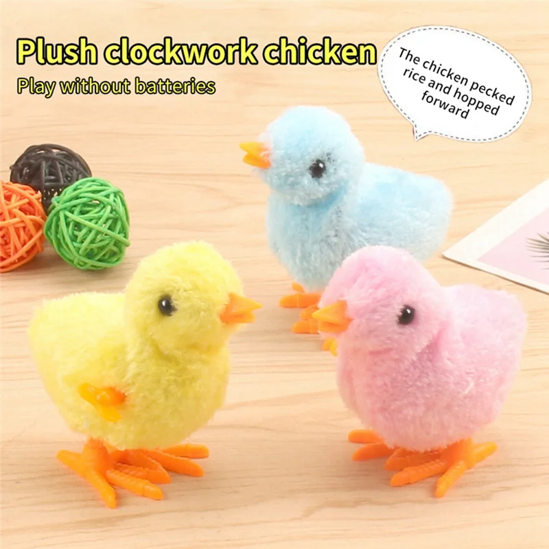 5Pcs Easter Wind Up Chick Toys Novelty Jumping Chicken Gag Plush Baby Chicks Toys Favors Gift for Kids Girls