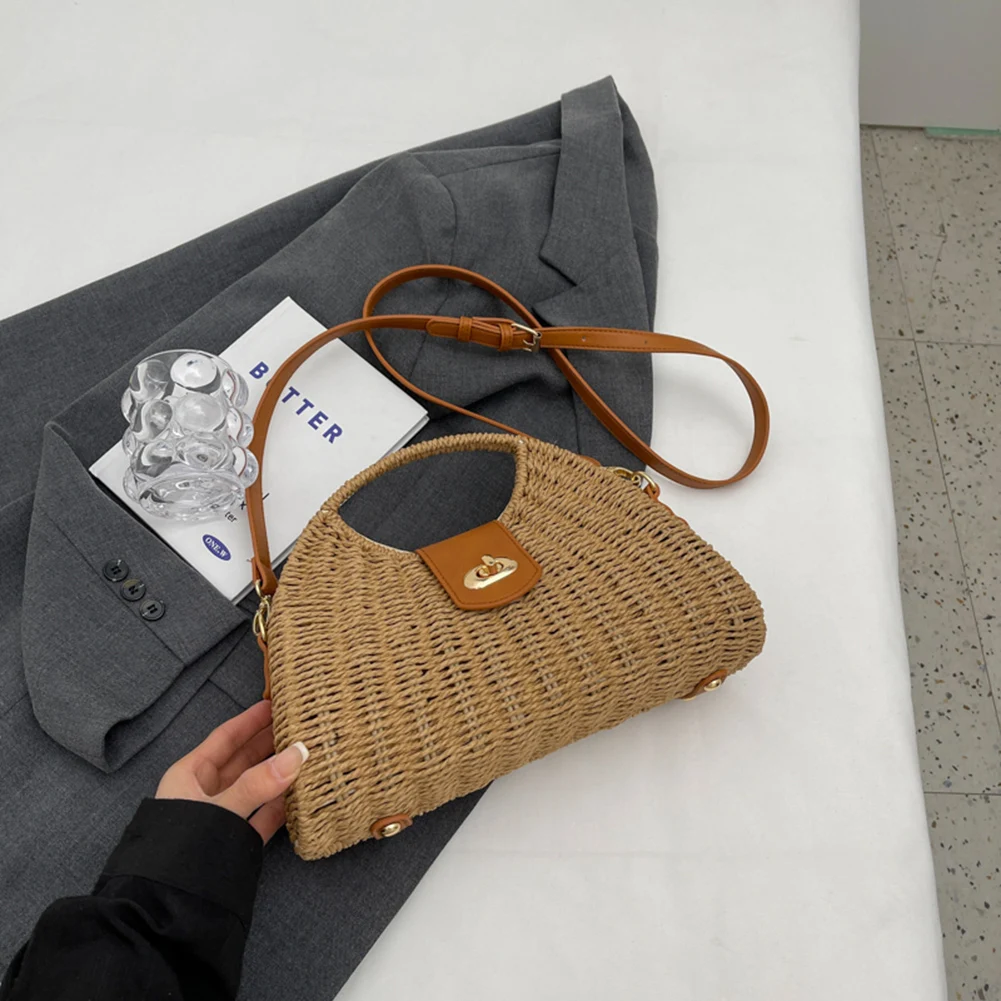 Women Messenger Bags Woven Shell Summer Top-Handle Bags Handmade Fashion Holiday Casual Lady Straw Bag