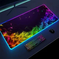 XXL RGB Gaming Mouse Pad New 3D Geometry Desk Mat HD Gamer Accessories Large LED Light Mousepads PC Computer Carpet with Backlit - Image 2