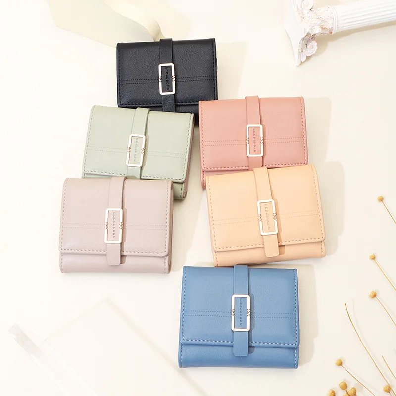 Women Wallet Purse women's Japanese South Korea small fresh PU simple fashion ladies short wallet multi-card niche teenage female