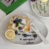Korean Style Decorative Plate Irregular Design Ceramic Dinner Plates Plates Ceramic Dessert Plate Breakfast bowl French Letter 6