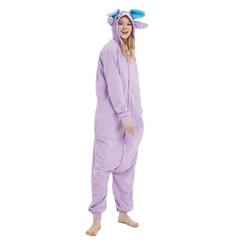 Cosplay Costume Onesies Adults Halloween Purple Espeon Pajamas Women One-Piece Bodysuit Men
