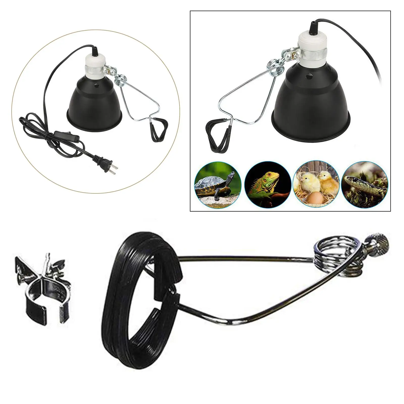 Reptile Lamp Clamp Turtle UVA/UVB Holder Ceramic Socket Safety Cover for Reptile Terrarium Basking reptile heating lamp