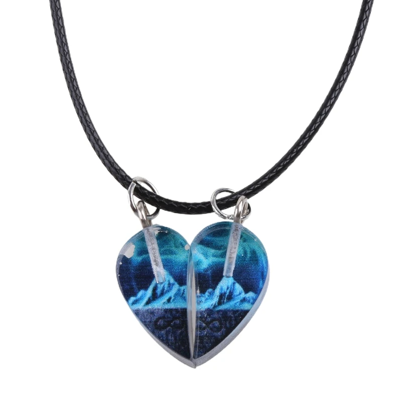(🎄Early Christmas Sale🎄 – 40% Off)wood Resin Paired Heart Pendants Mountains