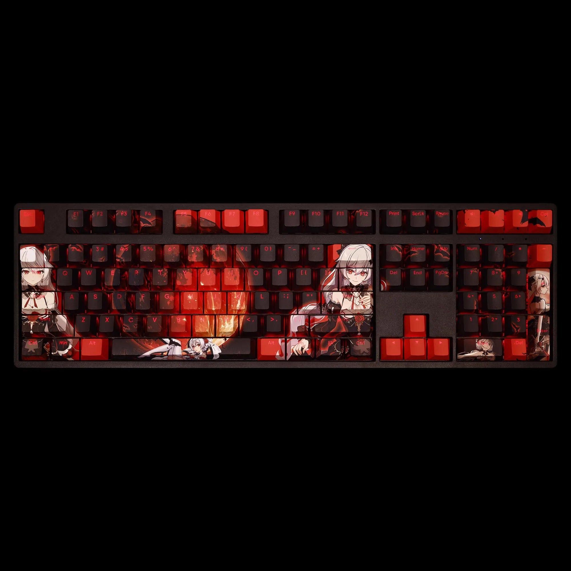 Anime Gaming Key Caps Keycap Theresa Tintura Subbed Keycap Pbt Anime Impacto Ansi 61 87 104 108 Chaves Set - Imagem 2