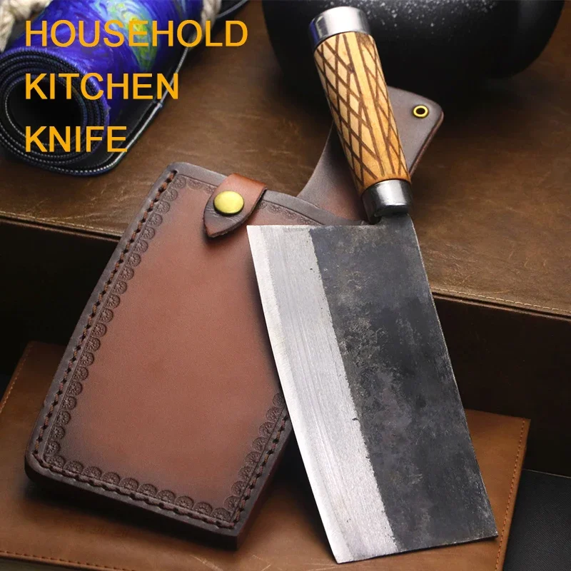 Description Picture 3 of itemHand forged 7.5-inch old kitchen knife with steel blade Home chopping multi-purpose knife solid wood handle chef's knife