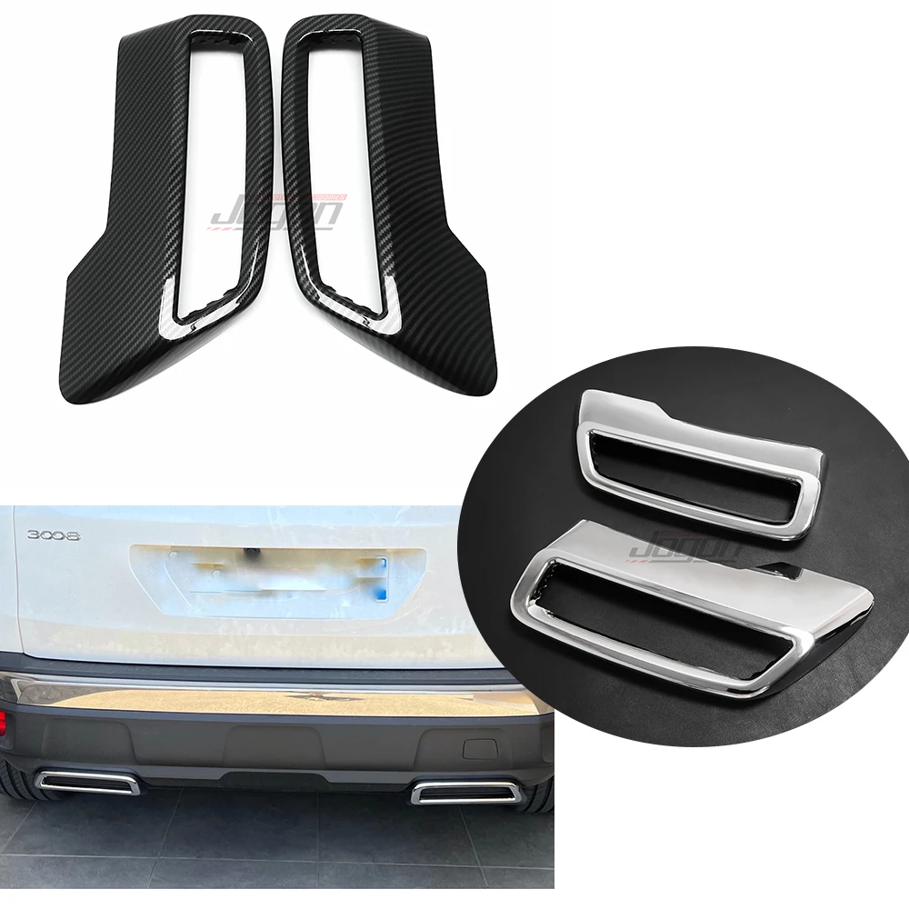 Carbonio E Argento Silenziatore Di Scarico Posteriore Telaio Punta Terminale Tubo Adesivo Copertura Trim Per Peugeot 3008 Ii 5008 T87 2017-2019 Access