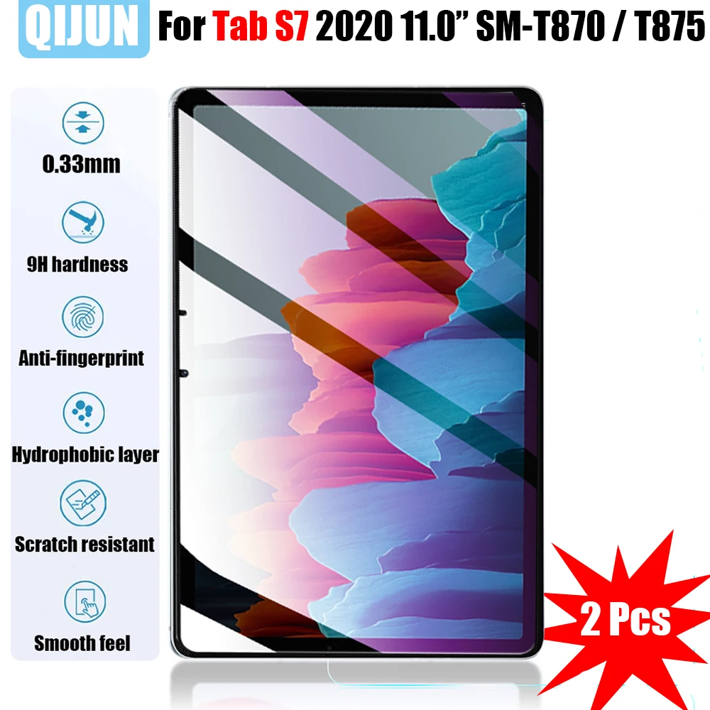 Tablet glass for Samsung Galaxy Tab S7 11.0 2020 Tempered film screen protector hardening Scratch Proof 2 Pcs SM-T870 SM-T875 for samsung galaxy tab s7 11 t870 2020 tablet case shockproof armor rugged duty stand tablet cover for samsung tab s7 t875 case