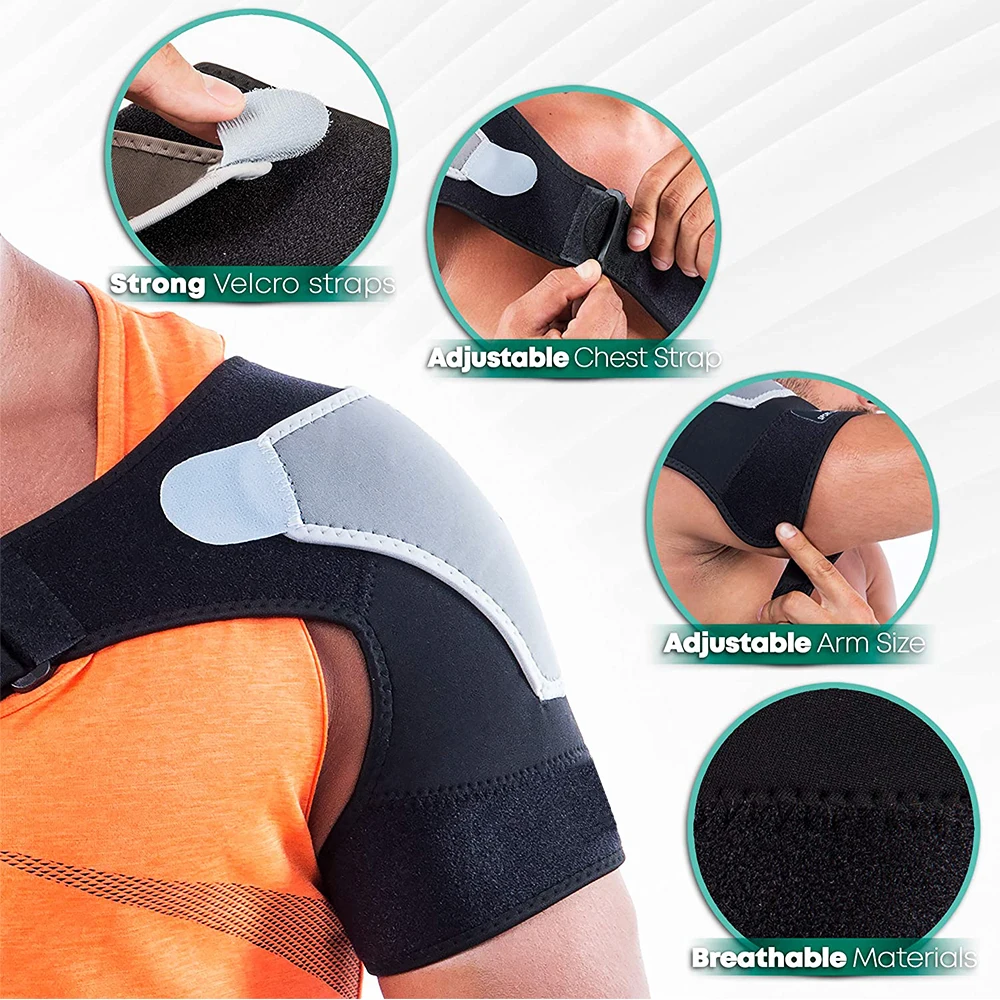 Shoulder Compression Support Straps Shoulder Brace Sleeves Immobilizer for Men Women Torn Rotator Cuff, Pain Relief, Dislocation